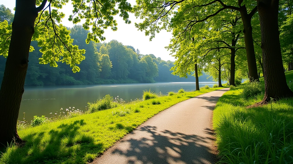 Řeka Labe s přírodní cestou podél břehu, stromy a relaxační místa